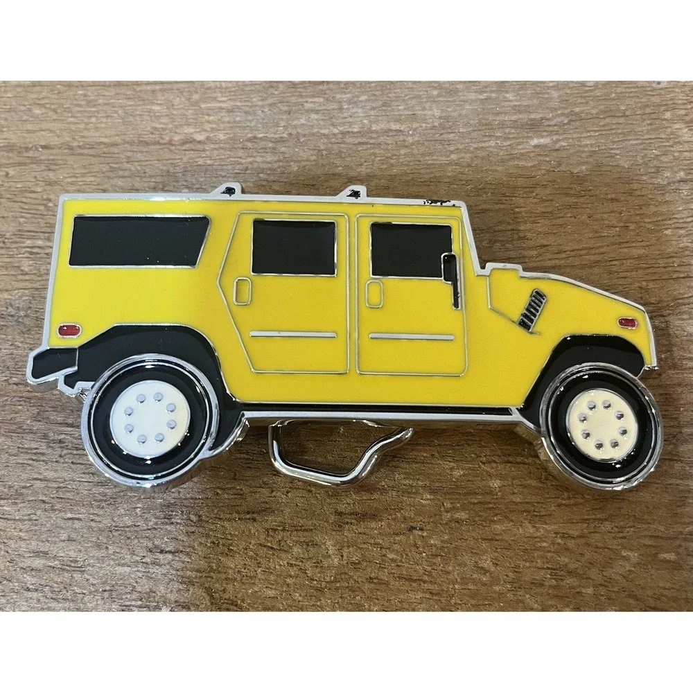 Hummer H1 Yellow Enamel Metal Belt Buckle Novelty SUV Truck Vehicle 4